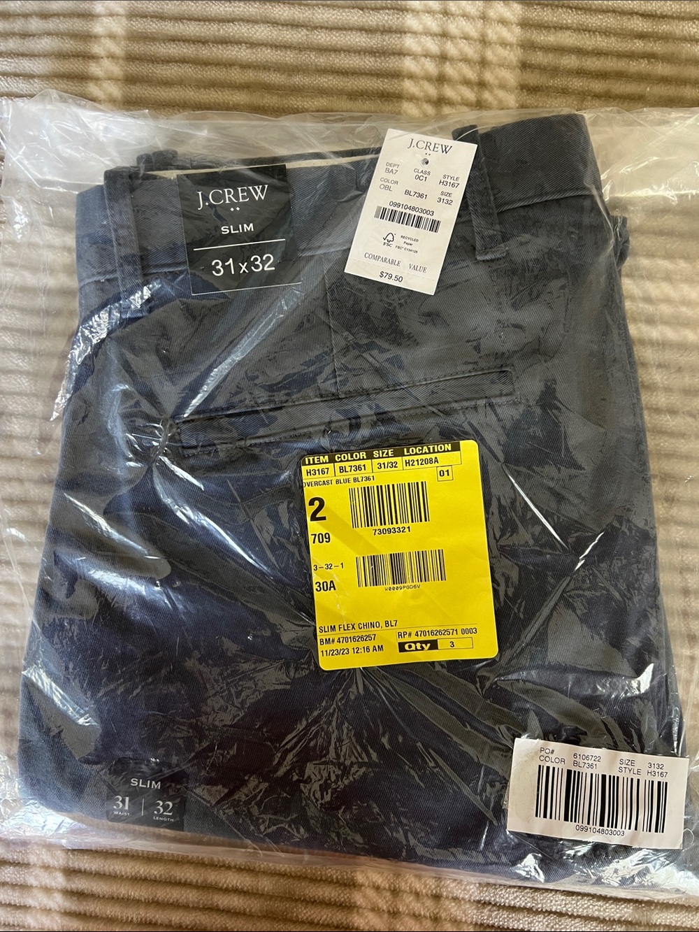J. Crew Slim Chinos in Dark Blue